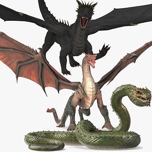 Mythical Dragons Realistic Rigged Collection