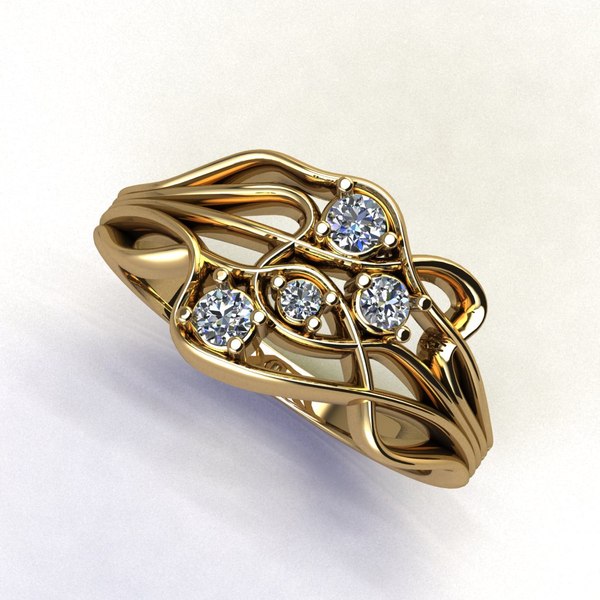 ondulated gold ring 3D model