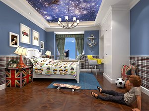 3D model British kids room - Bedroom