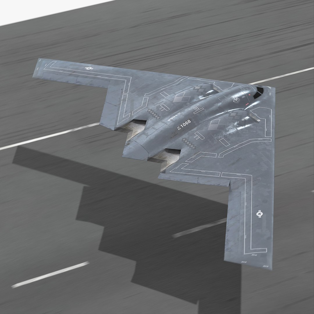 B 2 Spirit Jet Bomber Takeoff Animated Rigged 3D model preview
