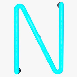 neon letter n alphabet 3D model