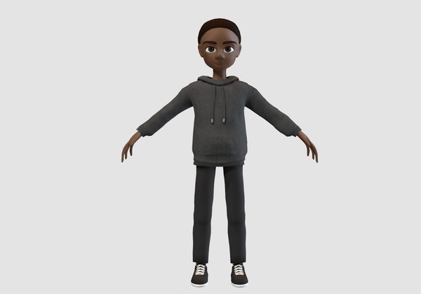 3D model black cartoon boy