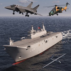 3D model Aircraft Carrier TCG Anadolu L400