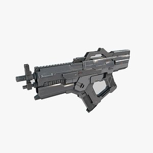 3D Future sci-fi submachine gun