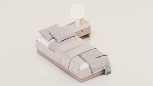 Minimalist Single Bed with Nightstand
