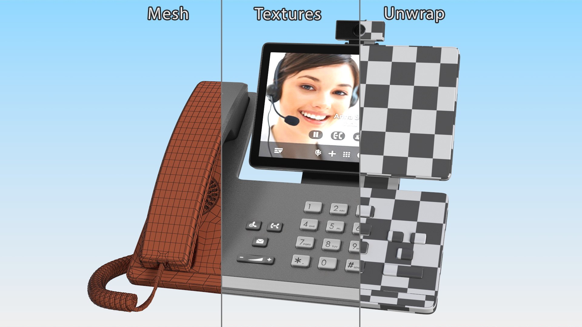 3D Model Smart Video IP Phone Matrix Grey Lights On - TurboSquid 2267799