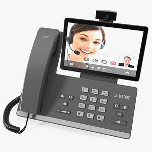 3D model Smart Video IP Phone Matrix Grey Lights On