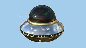 Cartoon UFO A6 - SciFi Flying Saucer - Silver Gold 3D model