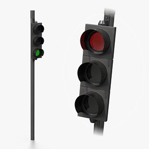 3D Traffic Light with Pole - Standard Signal Head model