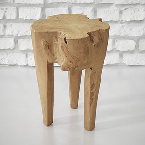 teak wood stool 3D model
