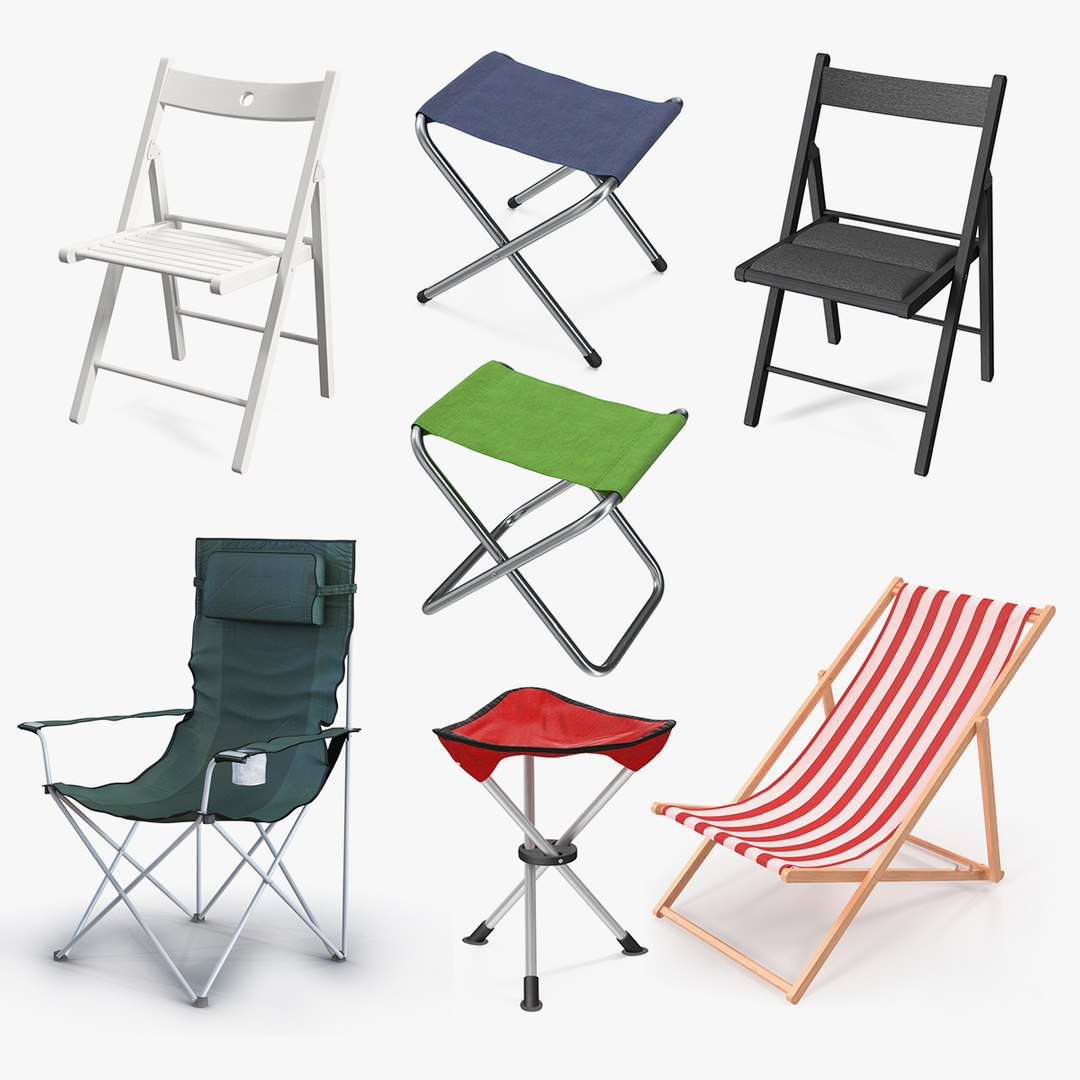 Outdoor Folding Chairs Collection 4 3D model preview