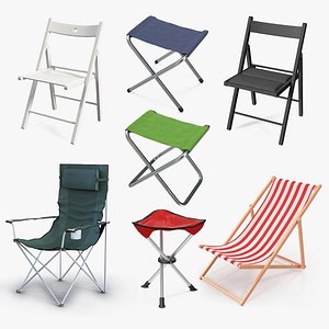 Outdoor Folding Chairs Collection 4 3D model