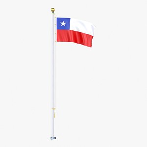 Chile Flag Stand Pole Animated