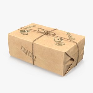 Brown Paper Mail Package Fur 3D Model