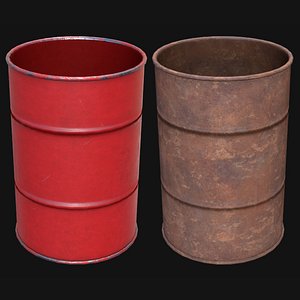 Metal Barrel Opened PBR Low Poly 3D model
