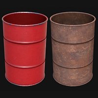 Metal Barrel Opened PBR Low Poly