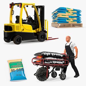 Industrial Truck with Construction Worker Collection 3D