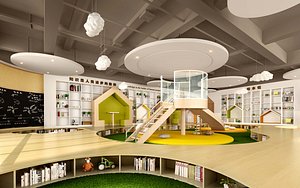 3D Kids Scene Collection - Children Library - Kindergarten - Playroom  Dining Hall- Music Room