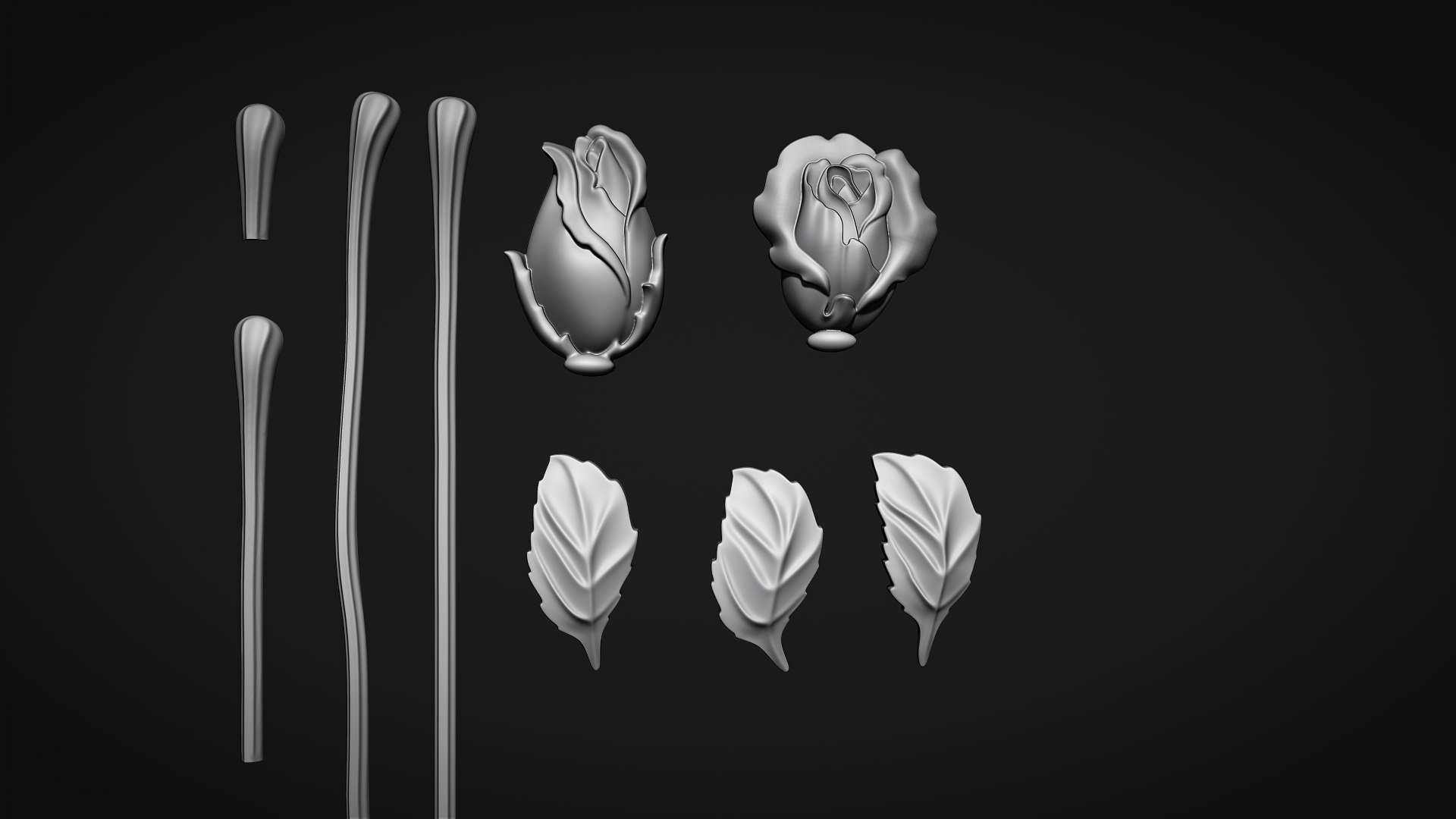 3D Roses Bas Relief 3D Print Model Model - TurboSquid 2367266