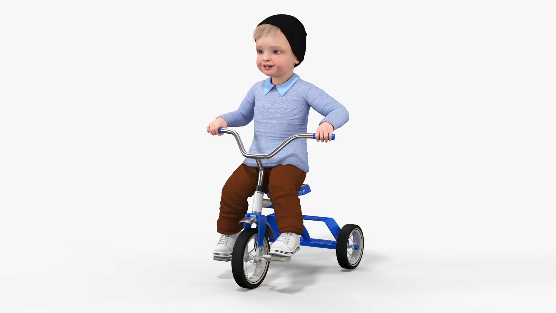 3D One Year Old Toddler On A Tricycle TurboSquid 2271621