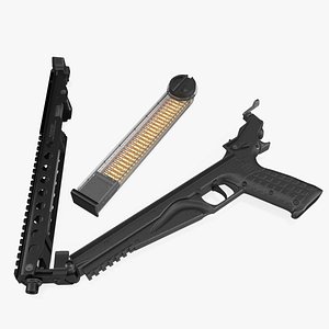 3D Disassembled Pistol Keltek P50