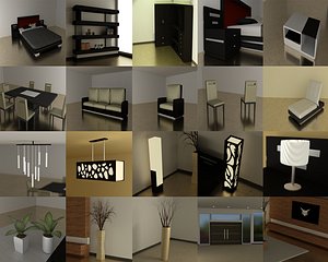 36 Piece Modern Interior Collection [In .blend, .fbx, .3ds & .obj]