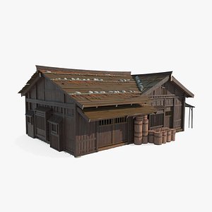 Asian ancient architecture wooden houses and residential houses 3D model
