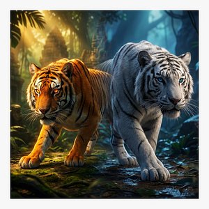 Royal Bengal Tiger pack of 2 3D model