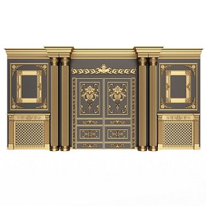 Boiserie Classic Wall with Mouldings 012 Black 3D model