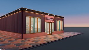 Low Poly Mini Bowling Alley and Arcade Hall