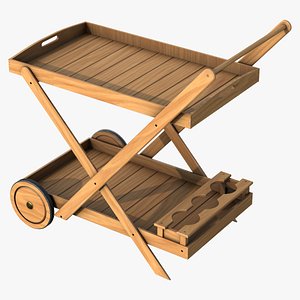 3D Wooden Kitchen Cart