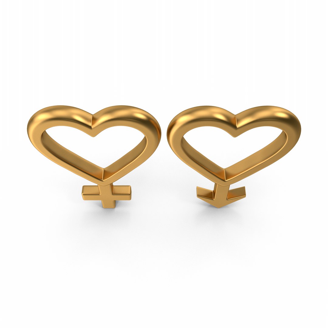 Gold Man And Woman Symbols 3D Model - TurboSquid 2314893
