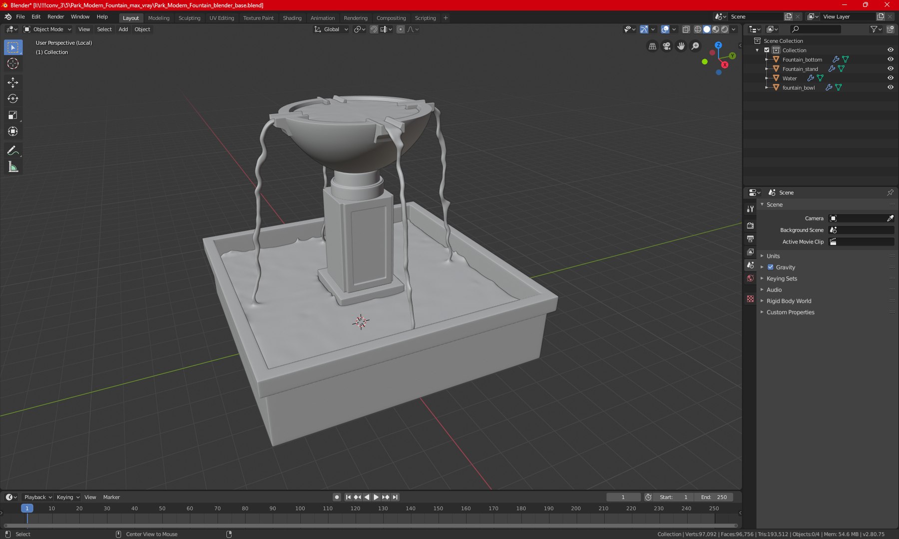 3D Park Modern Fountain model - TurboSquid 2051808
