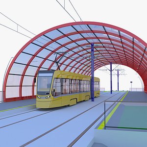 Stadler tram stop IV model