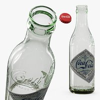 Vintage Coca Cola Paper Label Bottle Empty 1900s Empty Green