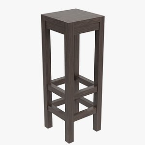 Wooden high stool 3D