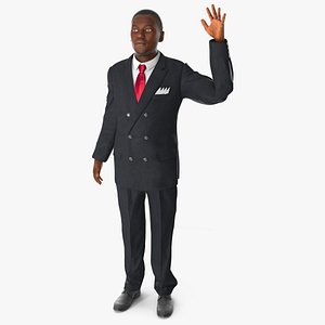 Stylish African American Business Man Fur Rigged 3D model