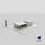 Large Filling Station Green 3D