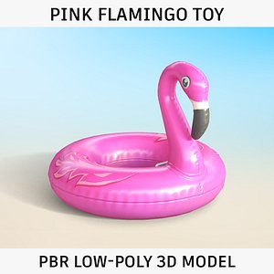 low-poly inflatable pink flamingo 3D model