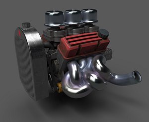 v8 flathead inspired engine 3D model