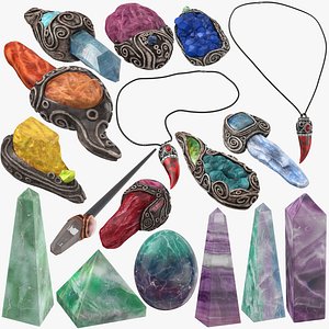 magic crystals amulet 3D model