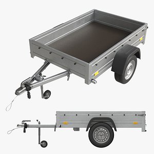 Car Trailer Single Axle with Jockey Wheel 3D model