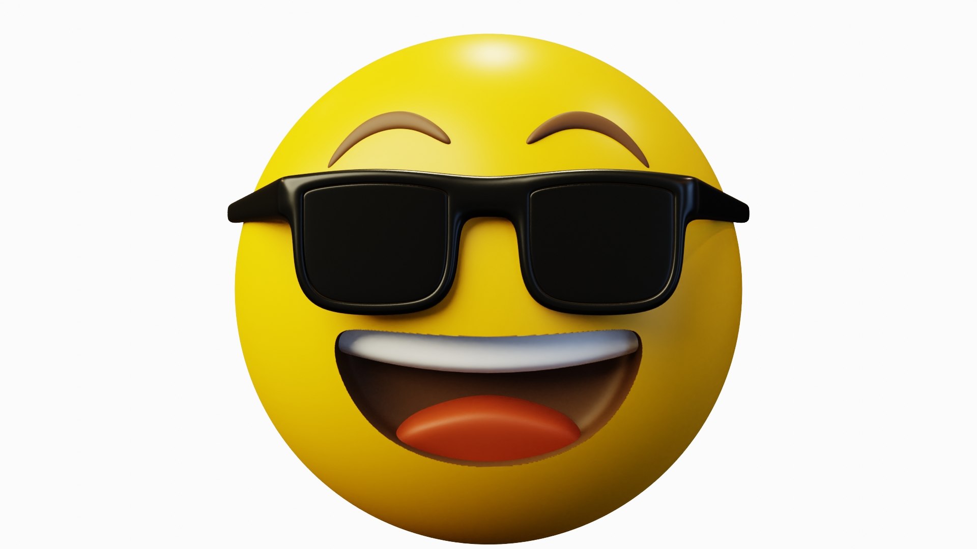 3D Cooler Than You Yellow Ball Emoticon Emoji Or Smiley TurboSquid
