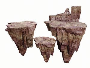 3D Game-Ready Stylized Floating Cliffs -  Modular Sandstone Platforms