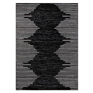 Rugshop Bohemian Stripe Stain Resistant High Traffic Living Room Kitchen Bedroom Dining Home Office