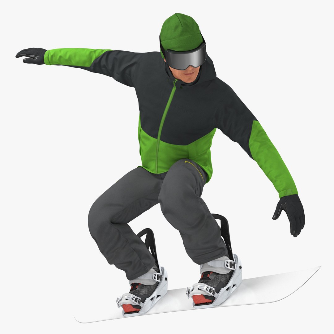 Snowboarder Jump Flight Stunt 3D Model 3D model preview
