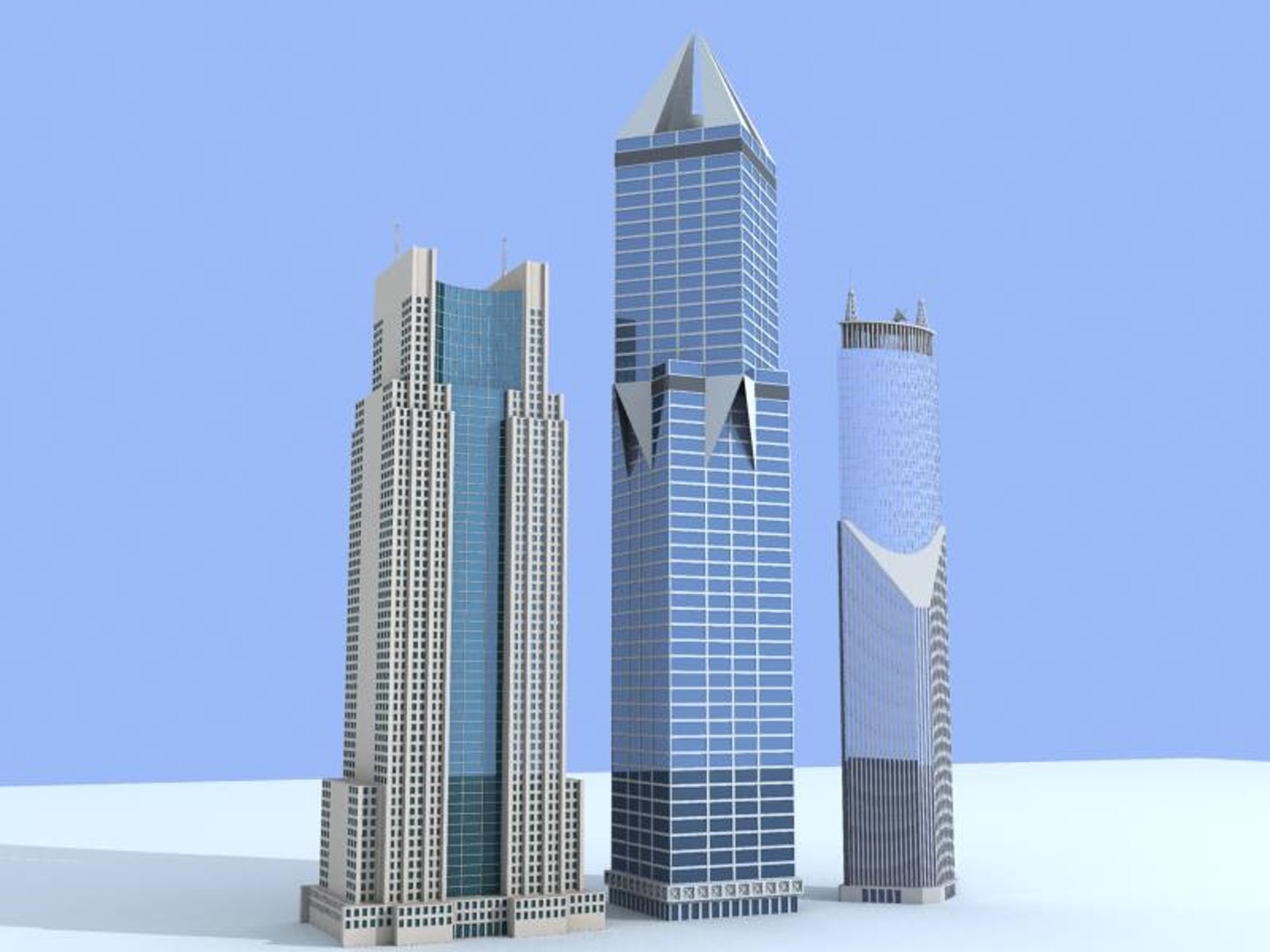 3d model 3 skyscrapers shanghai buildings