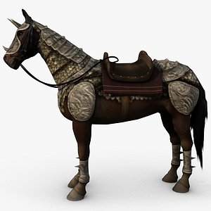 3d model of armored horse saddle