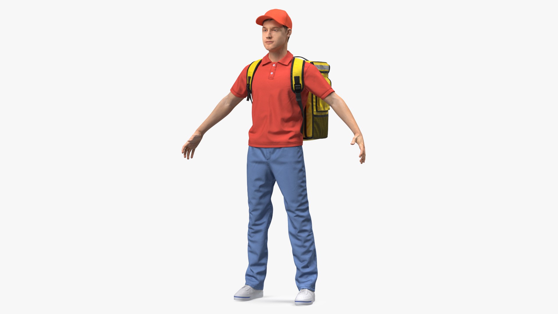 Food Delivery Man Rigged Fur 3D model preview