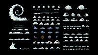 Stylized Cartoon Clouds and Weather Icons pack 140 assets Low-poly